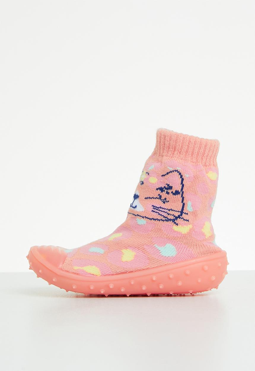 Character Group - Rainbow jungle rubber sole booties - pink