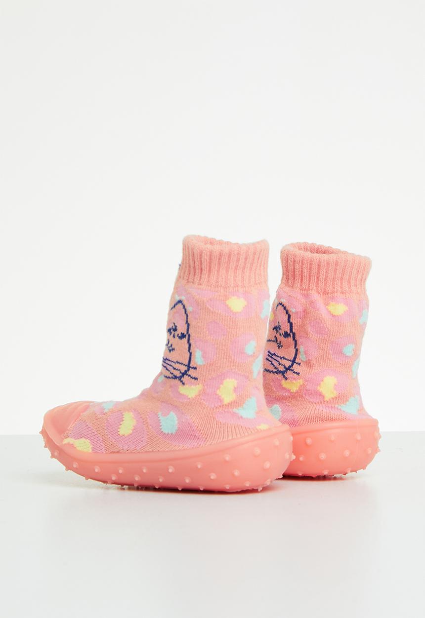 Character Group - Rainbow jungle rubber sole booties - pink