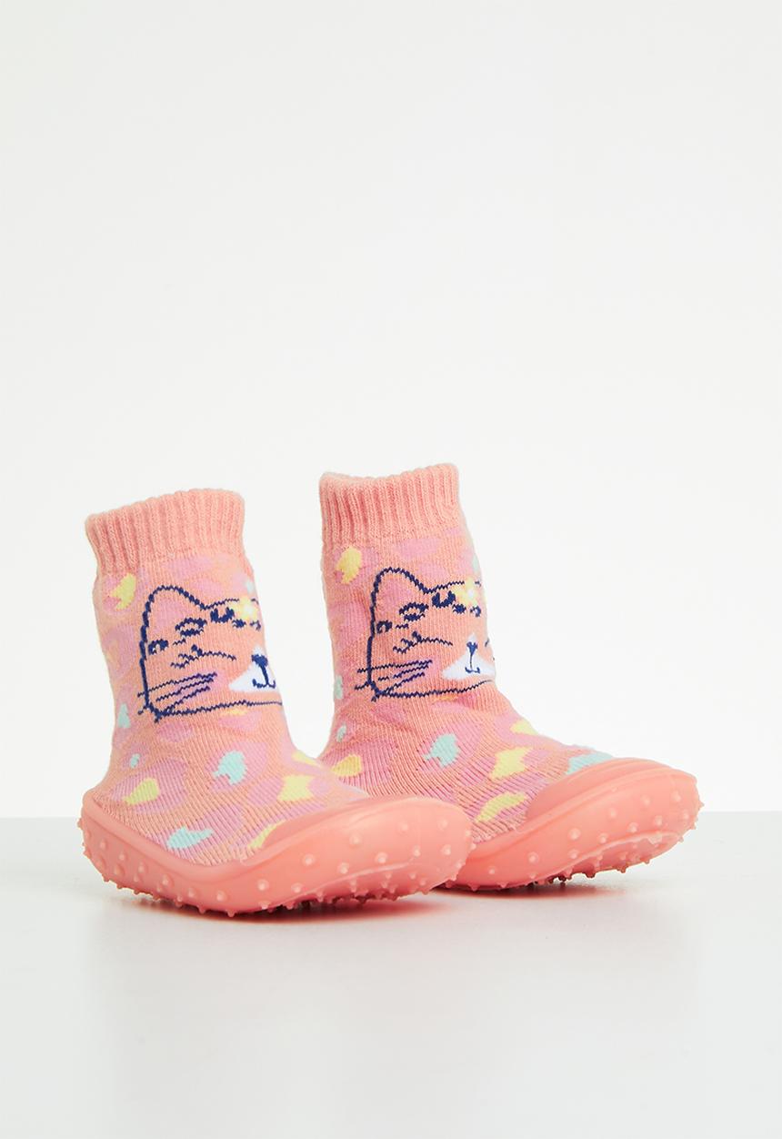 Character Group - Rainbow jungle rubber sole booties - pink