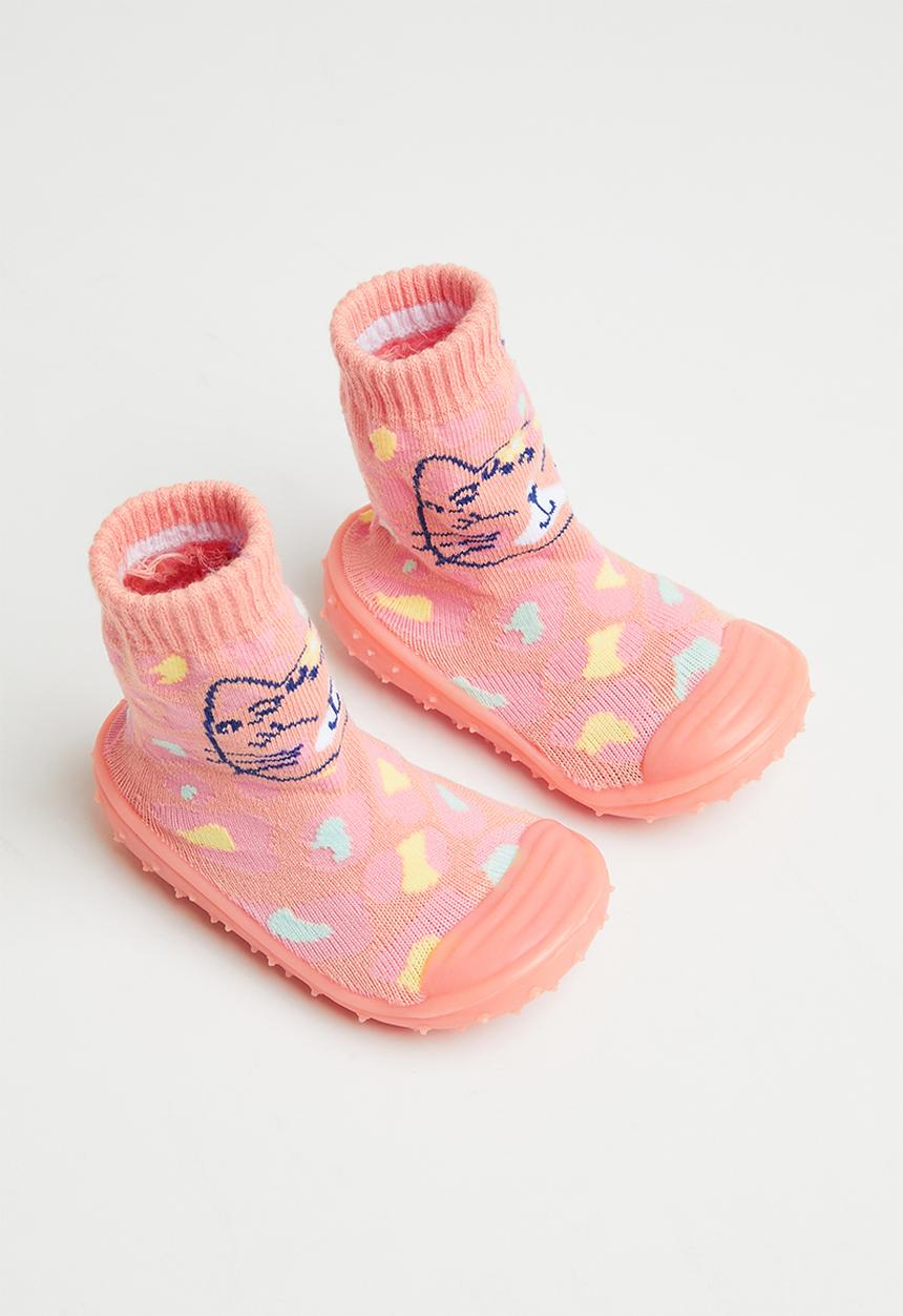 Character Group - Rainbow jungle rubber sole booties - pink
