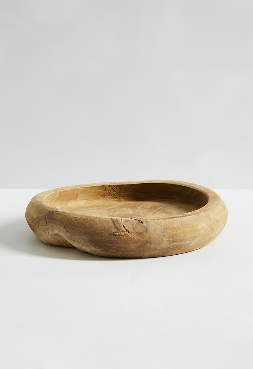 H&S - Teak root wooden bowl 25cm - brown