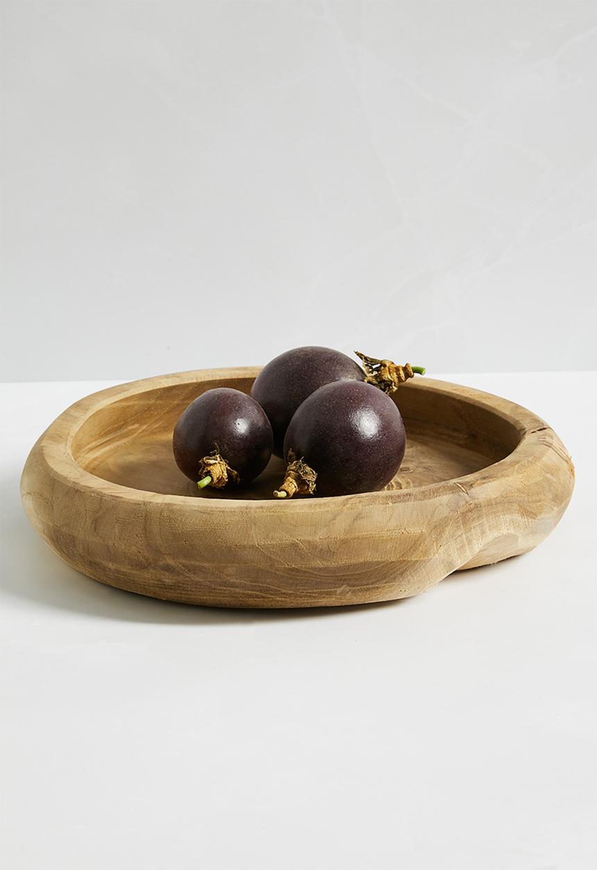 H&S - Teak root wooden bowl 25cm - brown