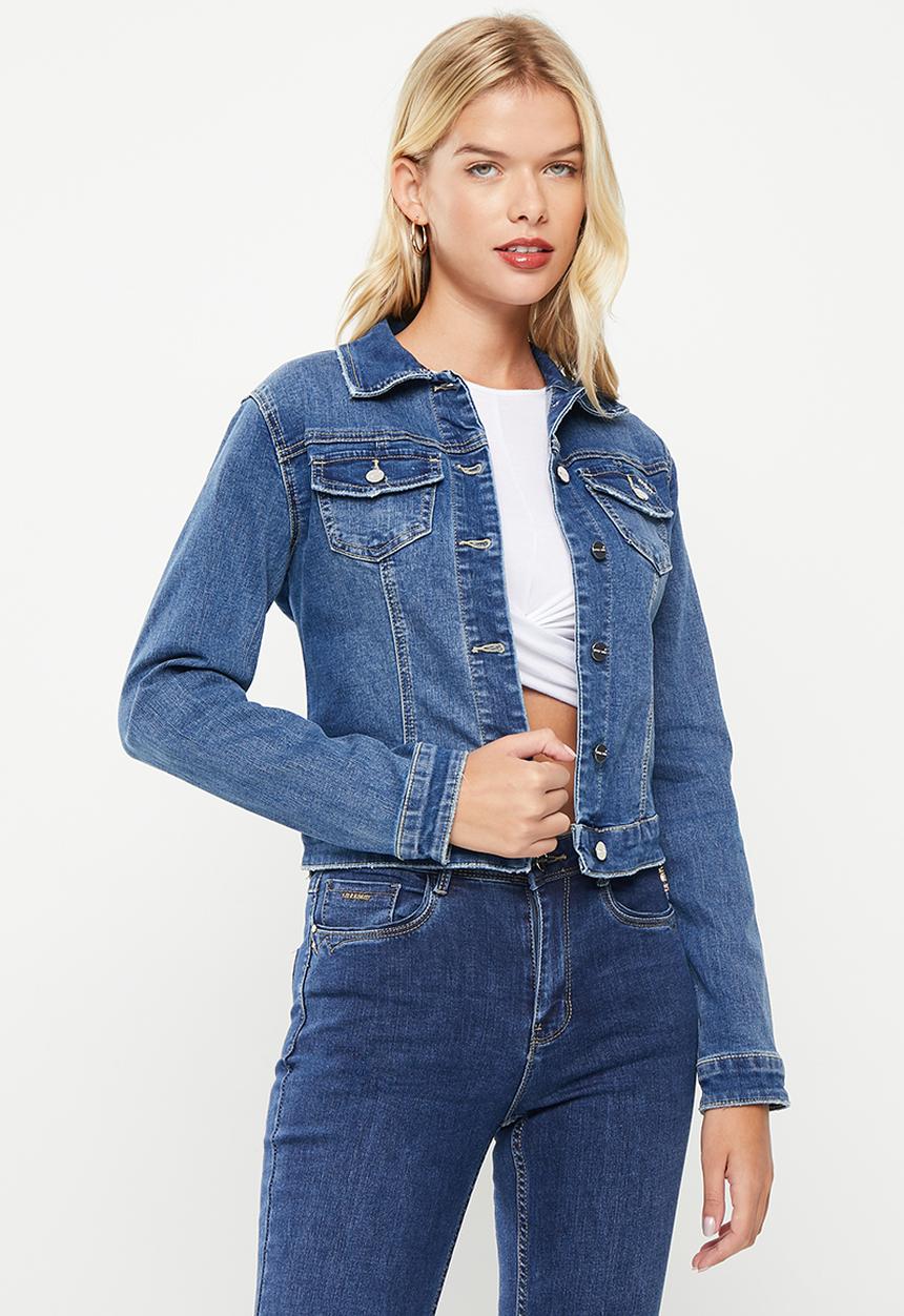 SISSY BOY - Vibe check: Denim jacket with back diamante logo - dark vintage