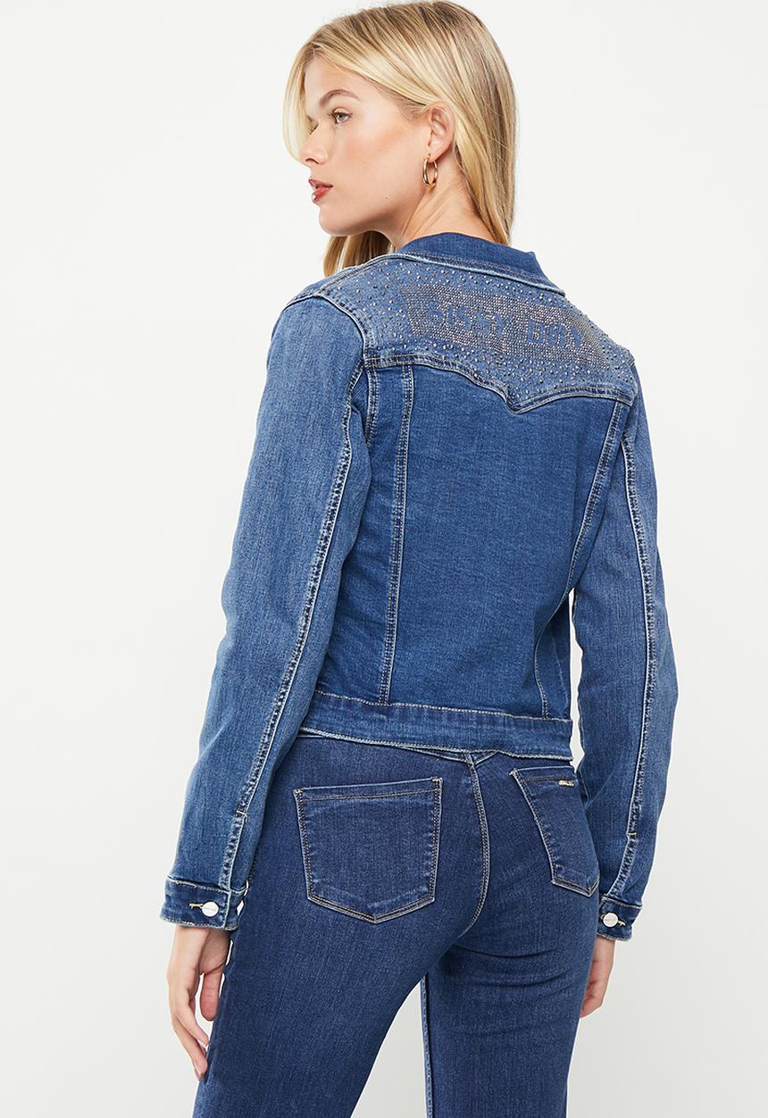 SISSY BOY - Vibe check: Denim jacket with back diamante logo - dark vintage