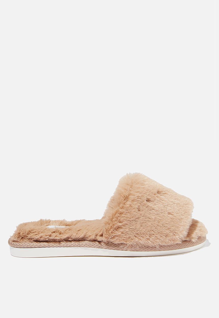 Cotton On - Fur slide slipper - butterscotch