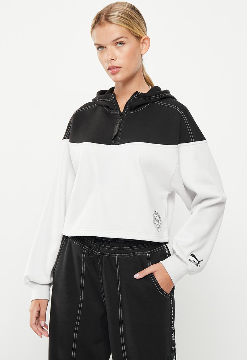 PUMA - Wal cropped 1/4 zip hoodie - nimbus cloud
