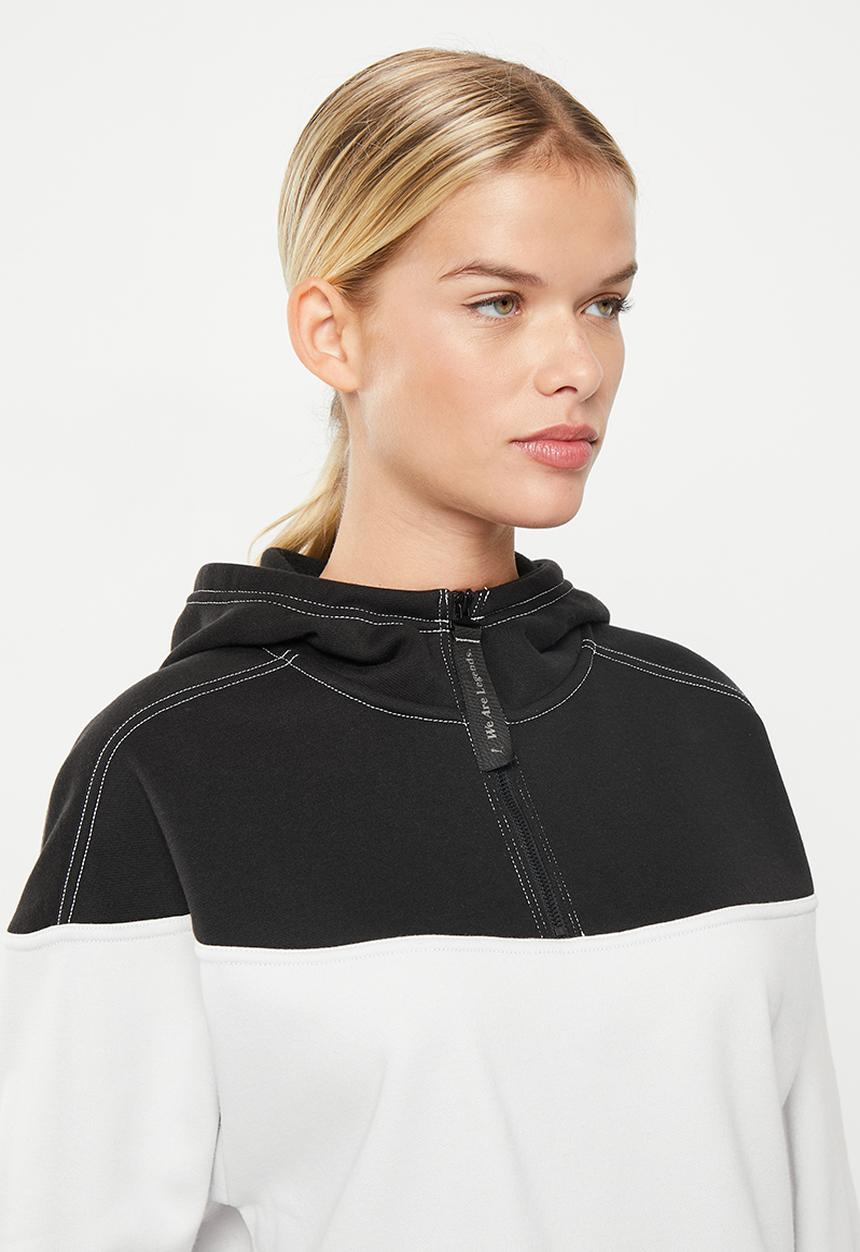 PUMA - Wal cropped 1/4 zip hoodie - nimbus cloud