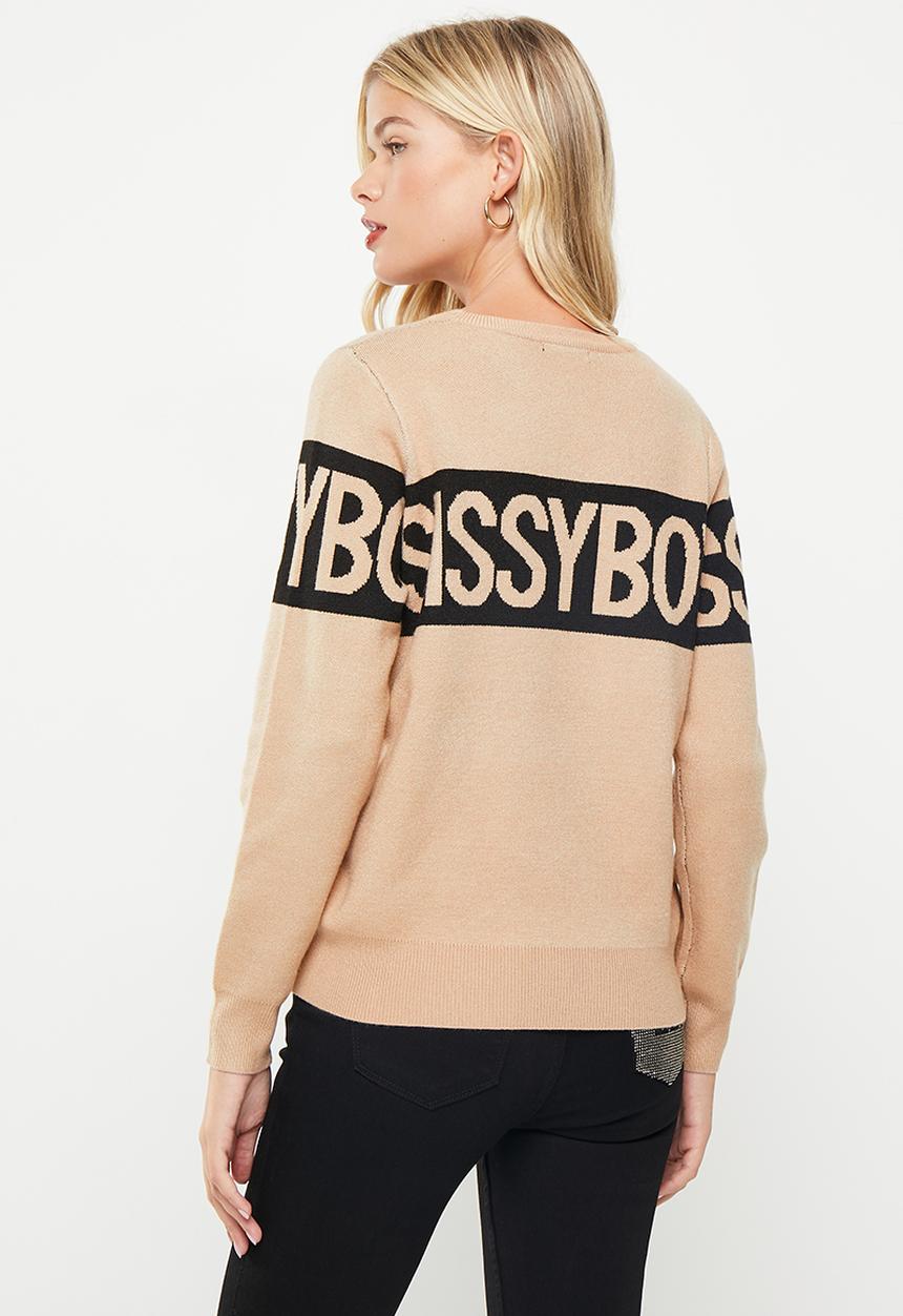 SISSY BOY - Xani: basic knitted sweater - stone/black