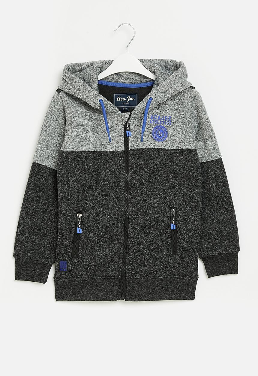 Aca Joe - Aca joe polar fleece colour block sweater - grey melange