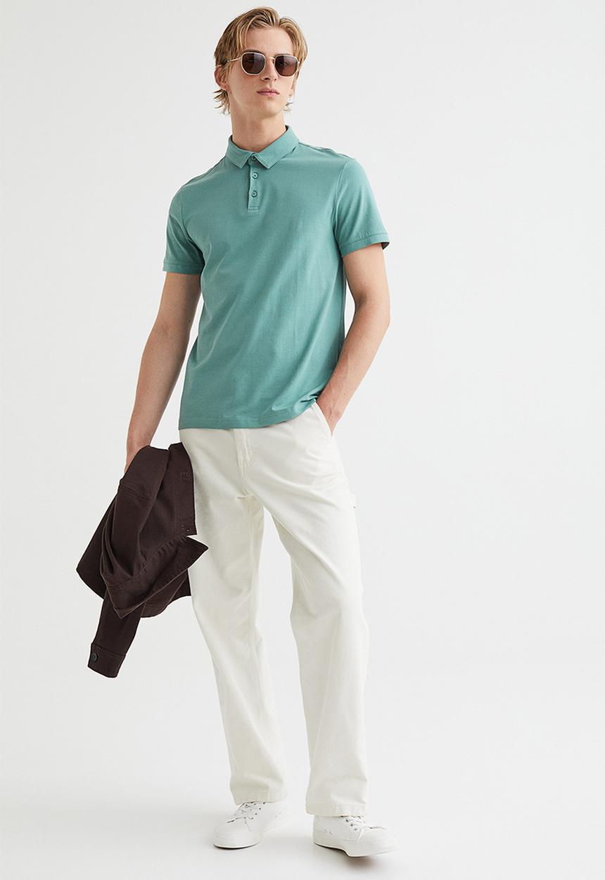 H&M - Slim fit polo shirt - turquoise