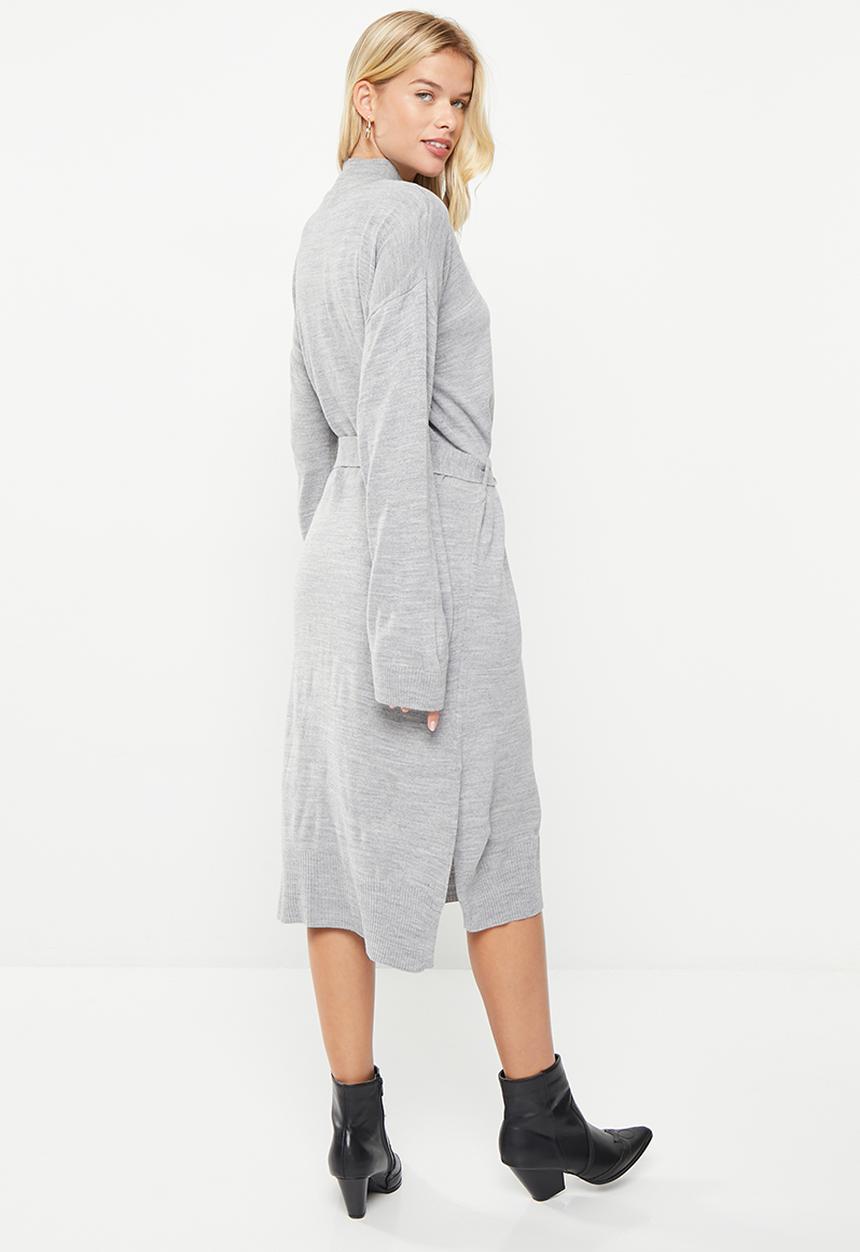Trendyol - Belted knit dress - grey