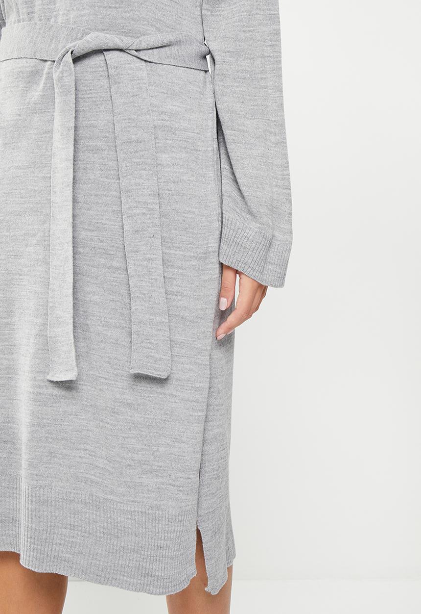 Trendyol - Belted knit dress - grey