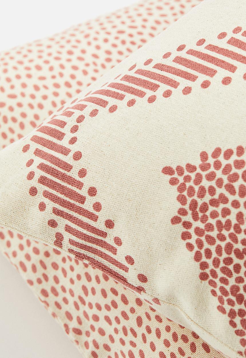 H&M - 2-pack cotton canvas cushion covers - dark old rose/white