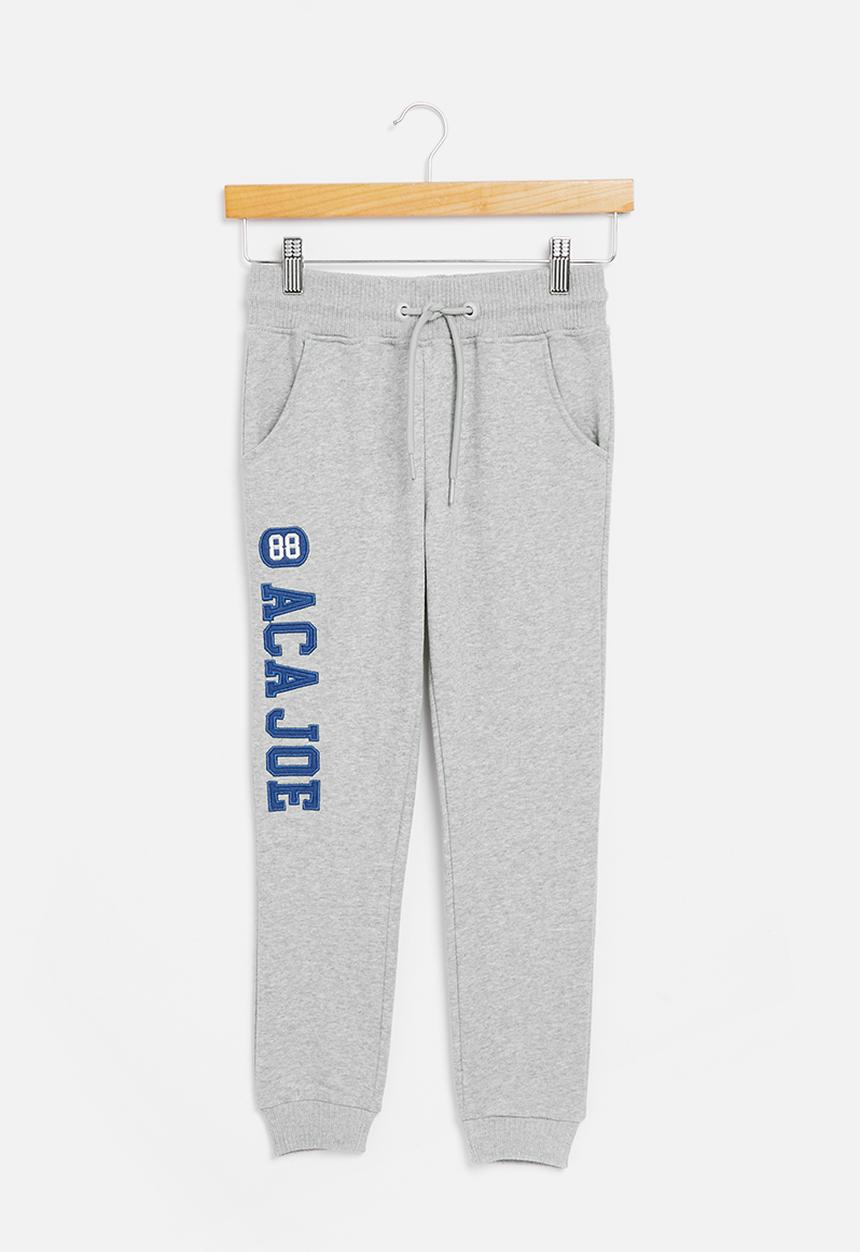 Aca Joe - Aca joe brushed fleece side print jogger - grey melange
