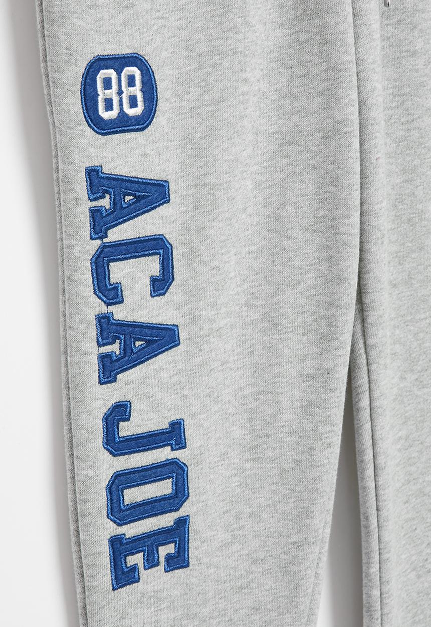Aca Joe - Aca joe brushed fleece side print jogger - grey melange