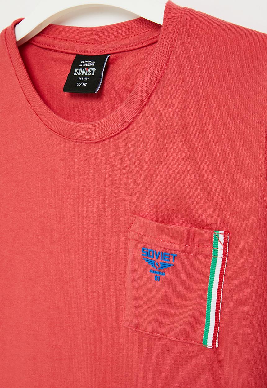 SOVIET - Boys s/slv fashion tee - 7/8 to 13/14 - red