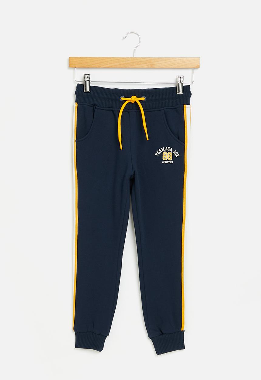 Aca Joe - Aca joe brushed fleece side tape & print jogger - navy
