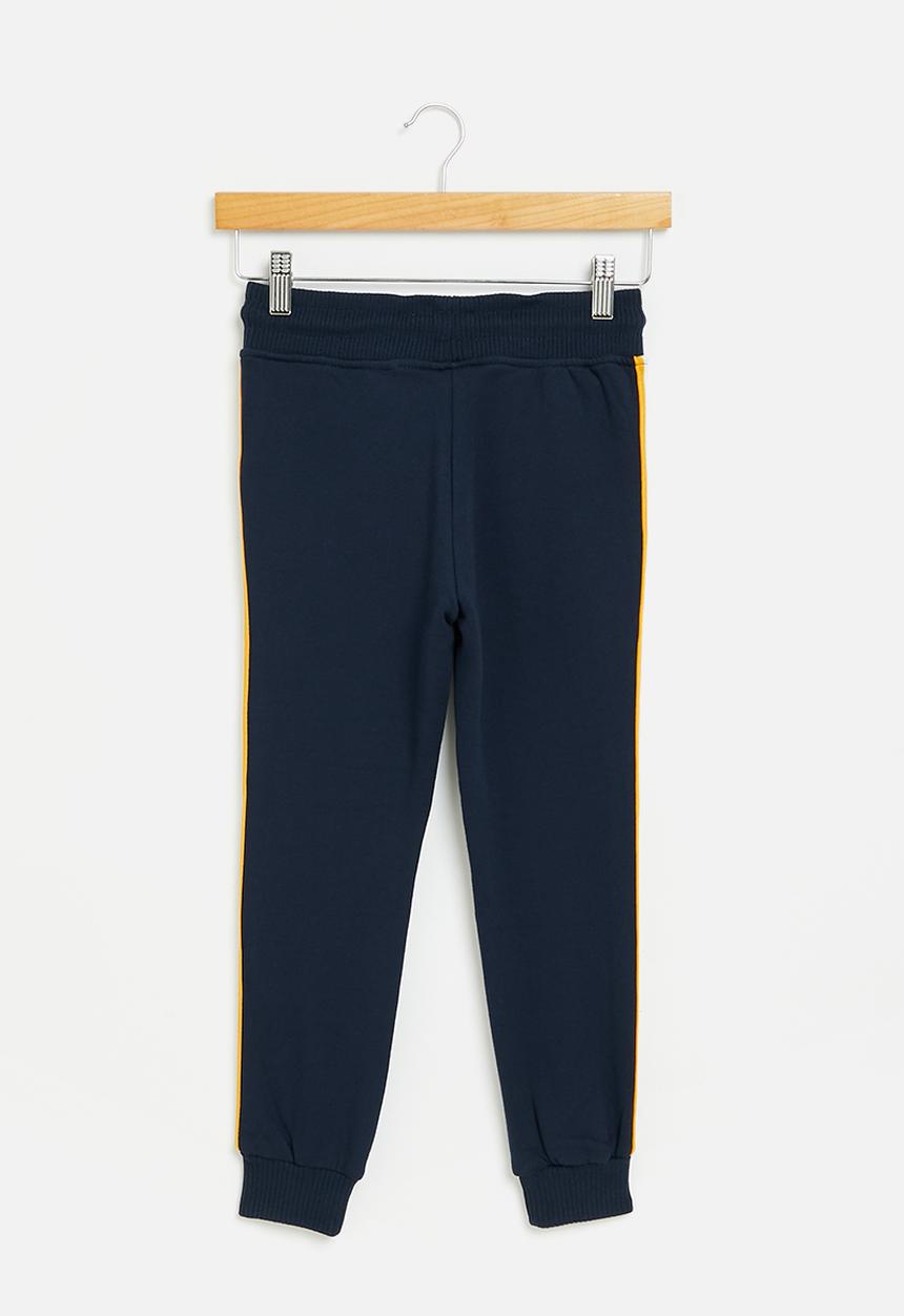 Aca Joe - Aca joe brushed fleece side tape & print jogger - navy