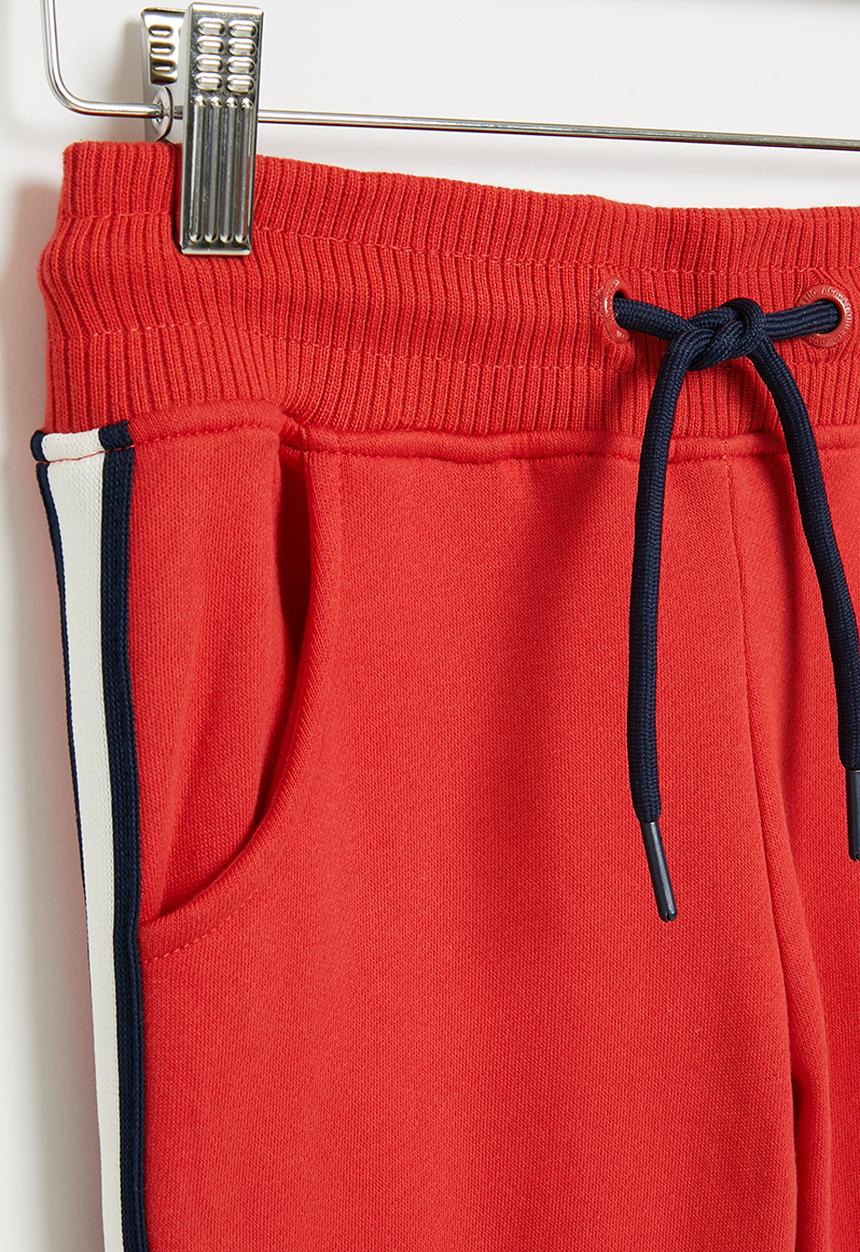 Aca Joe - Aca joe brushed fleece side tape & print jogger - red