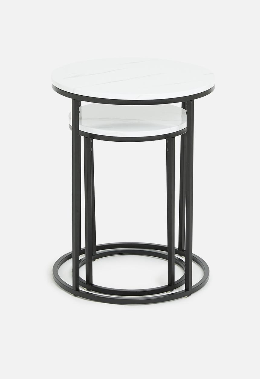 H&S - Blakely nested side tables - white & black