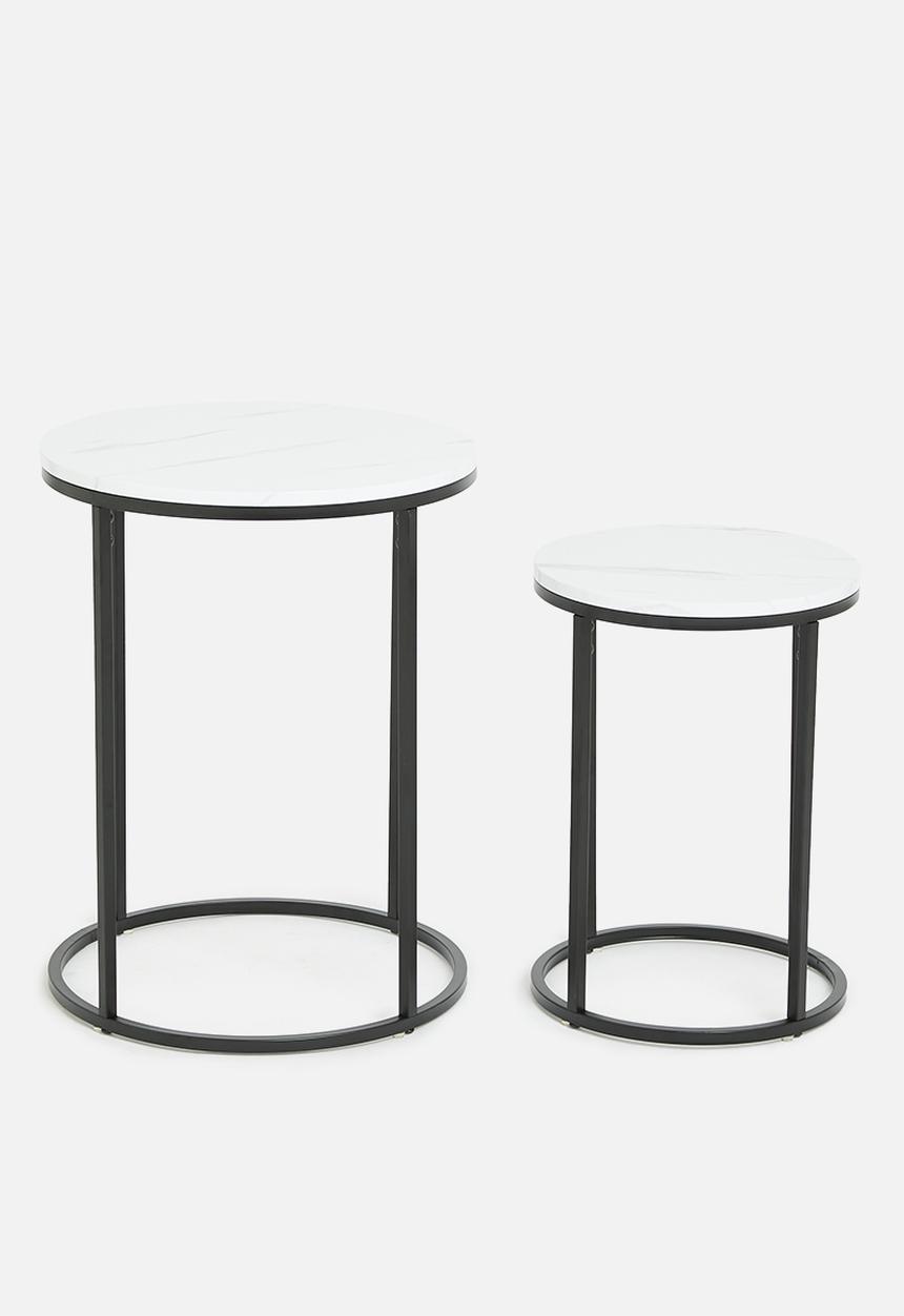 H&S - Blakely nested side tables - white & black