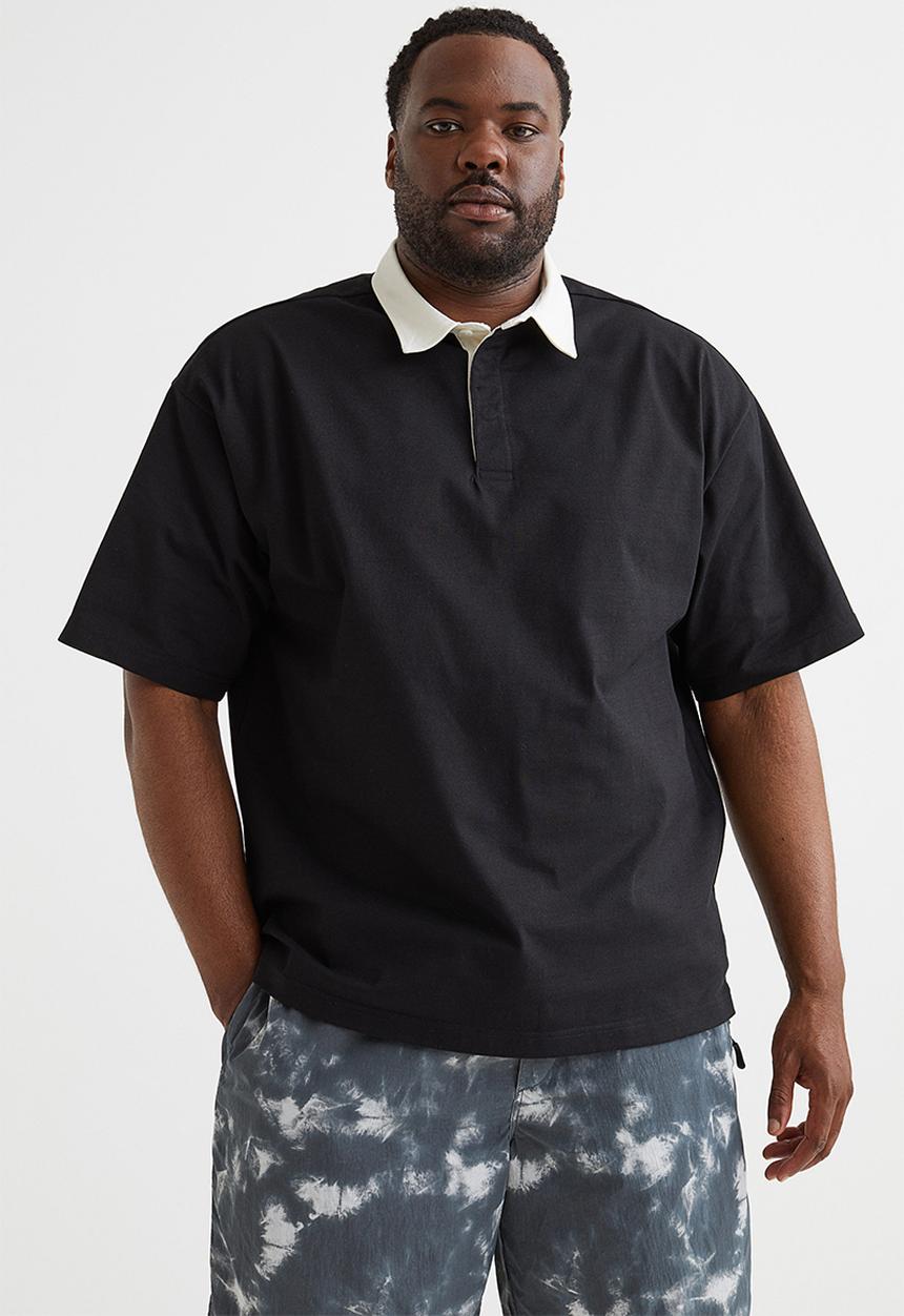 H&M - Oversized fit polo shirt - black