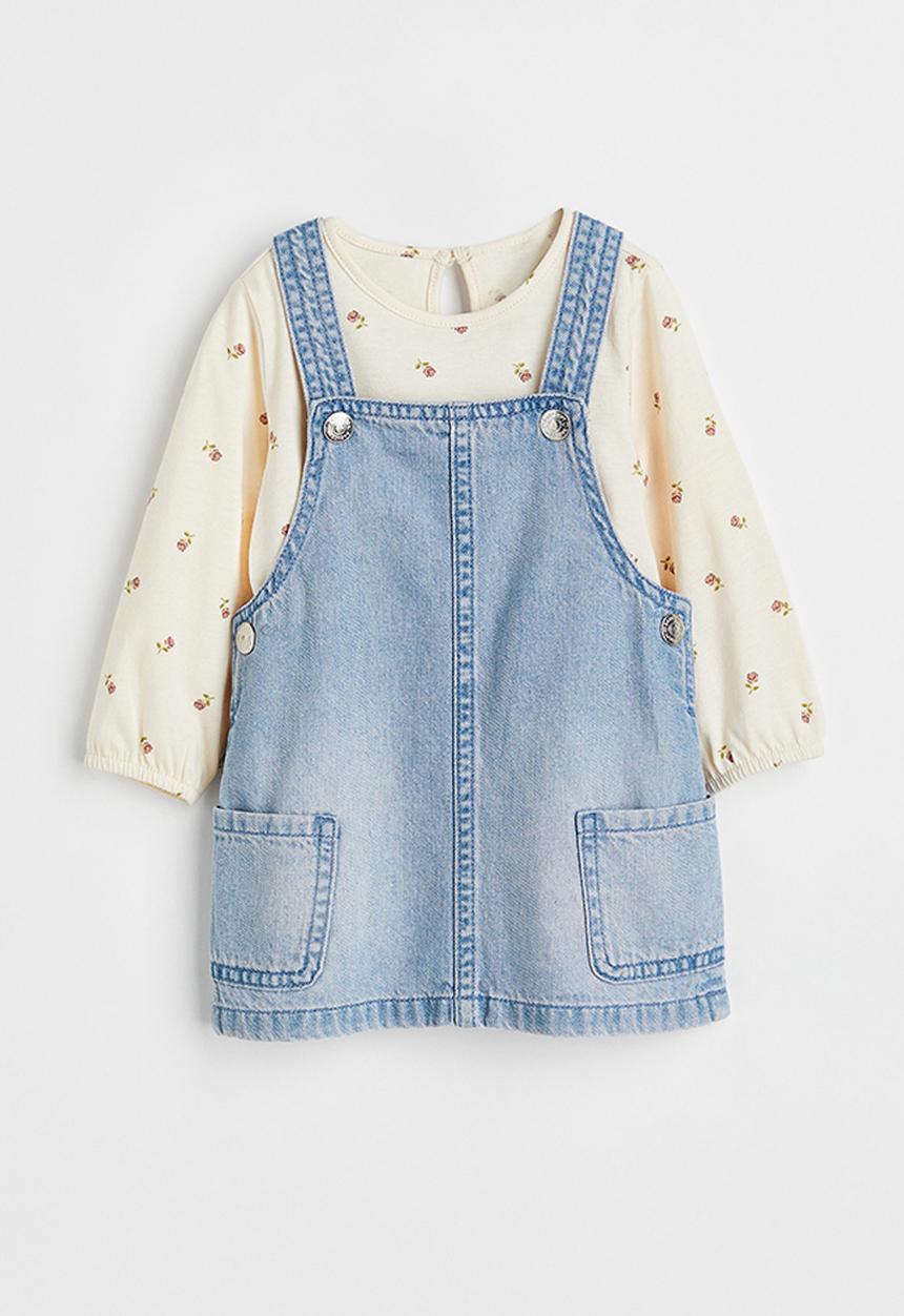 H&M - 2-Piece set - light blue denim & floral