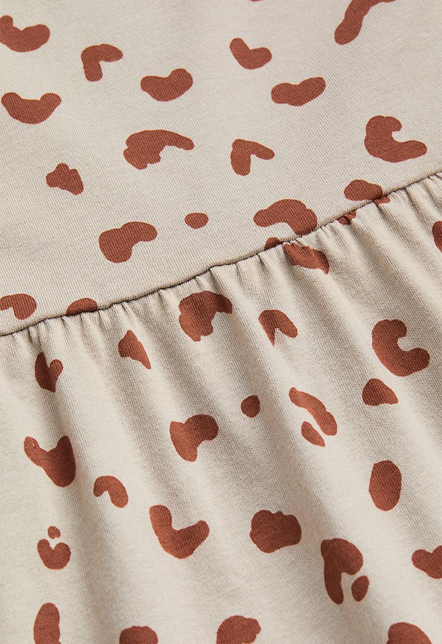 H&M - Cotton jersey dress - beige & leopard print