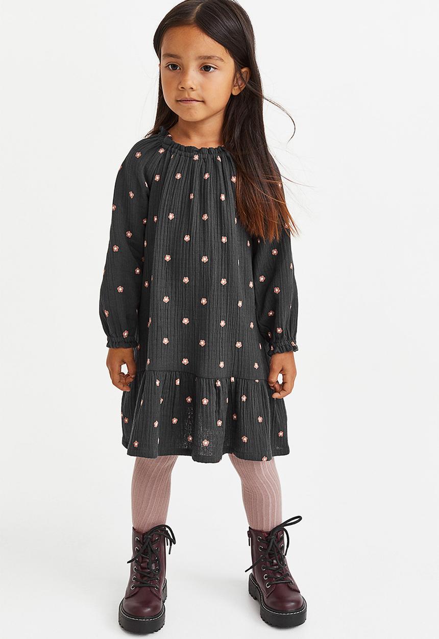 H&M - A-line dress - black & floral