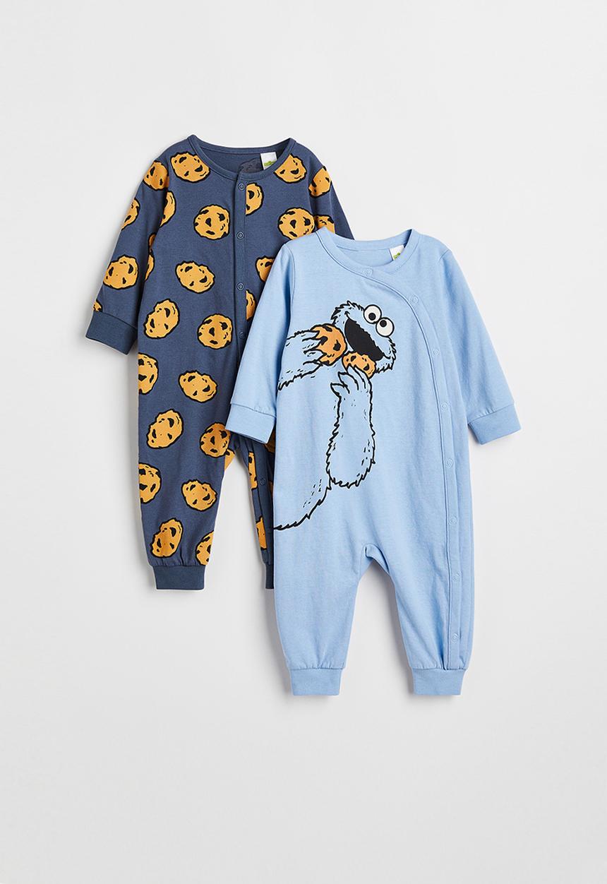 H&M - 2-Pack printed pyjamas - light blue & sesame street