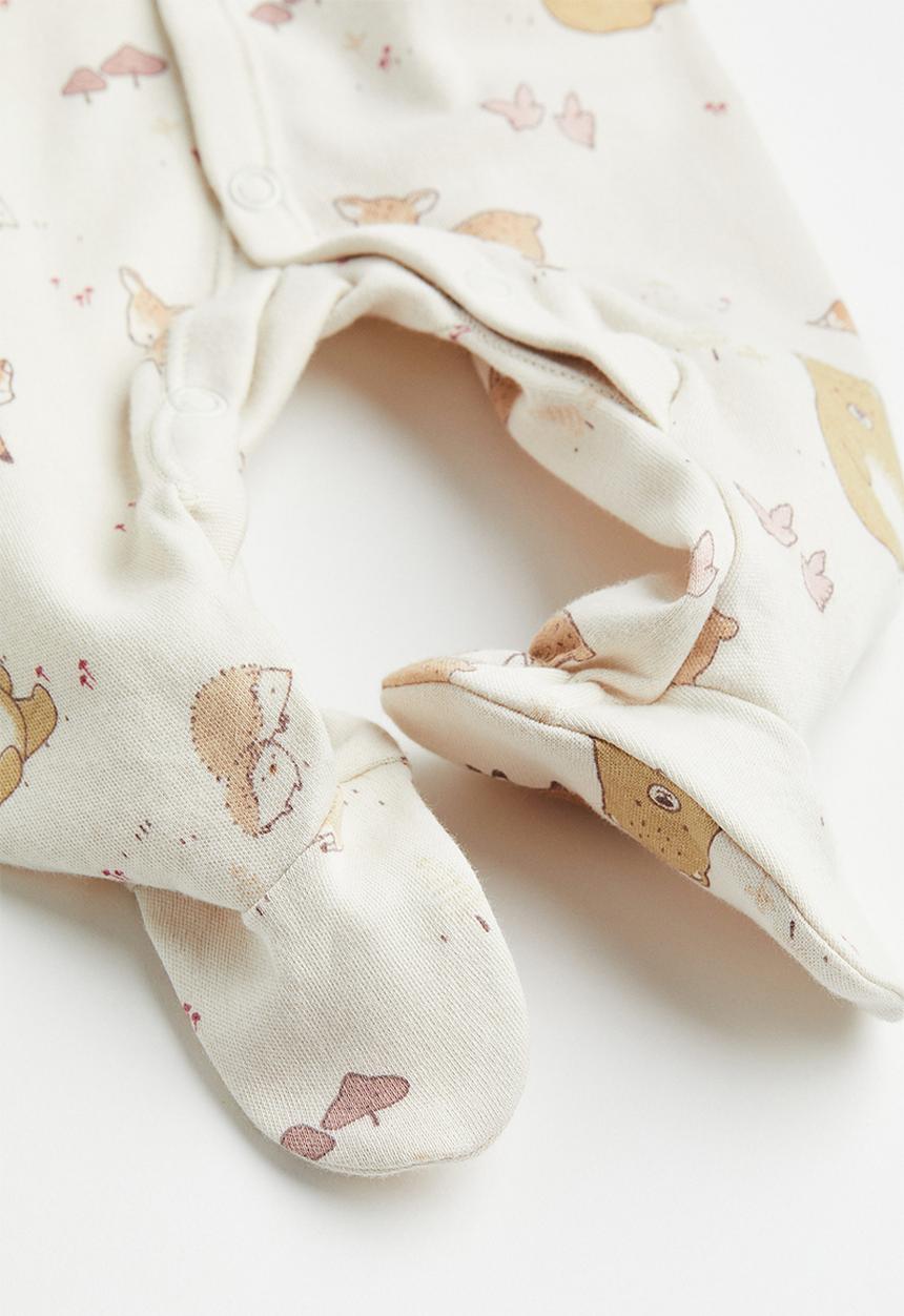 H&M - 5-Piece set - light beige & forest friends