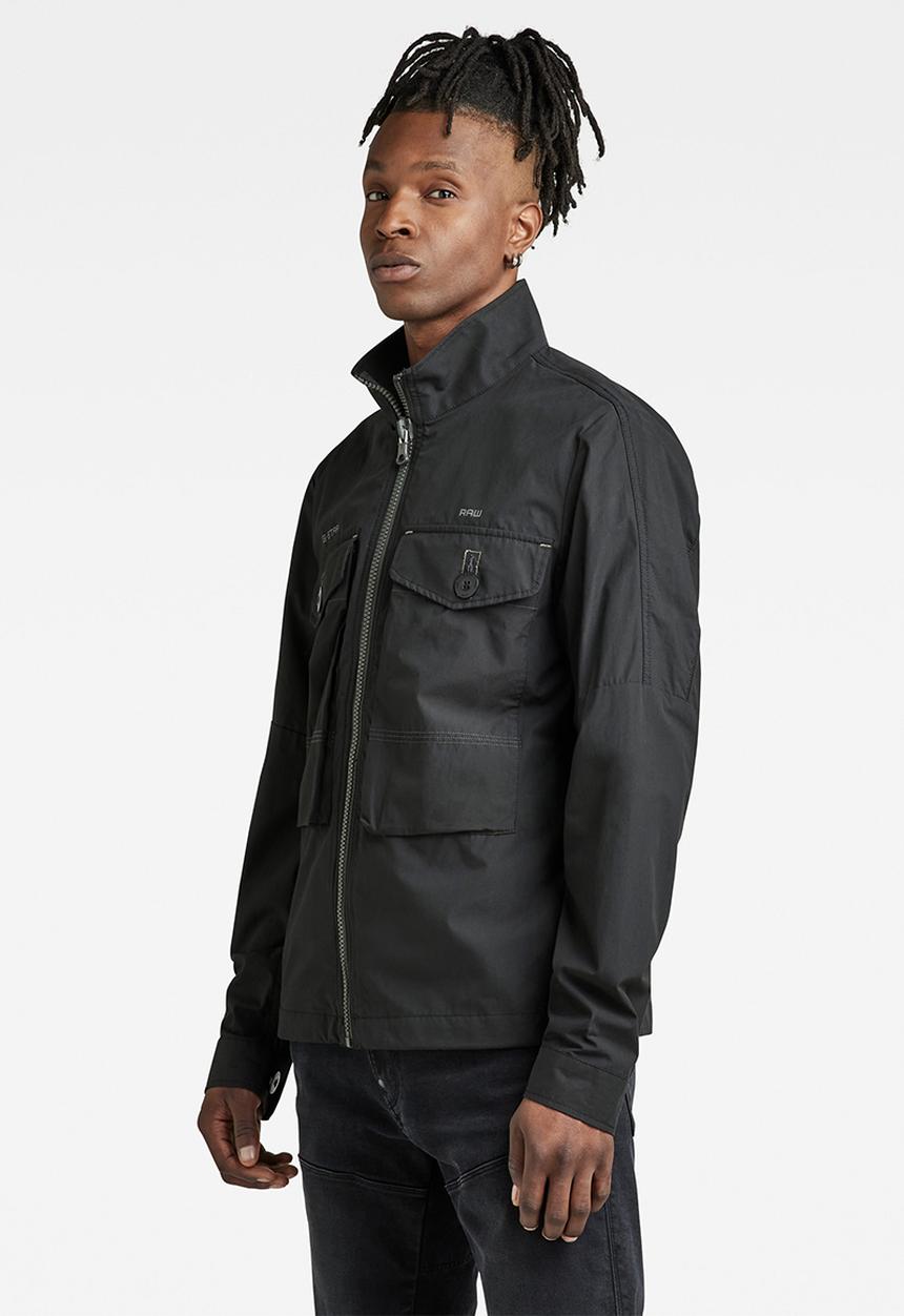 G-STAR - Long pkt track overshirt - dk black