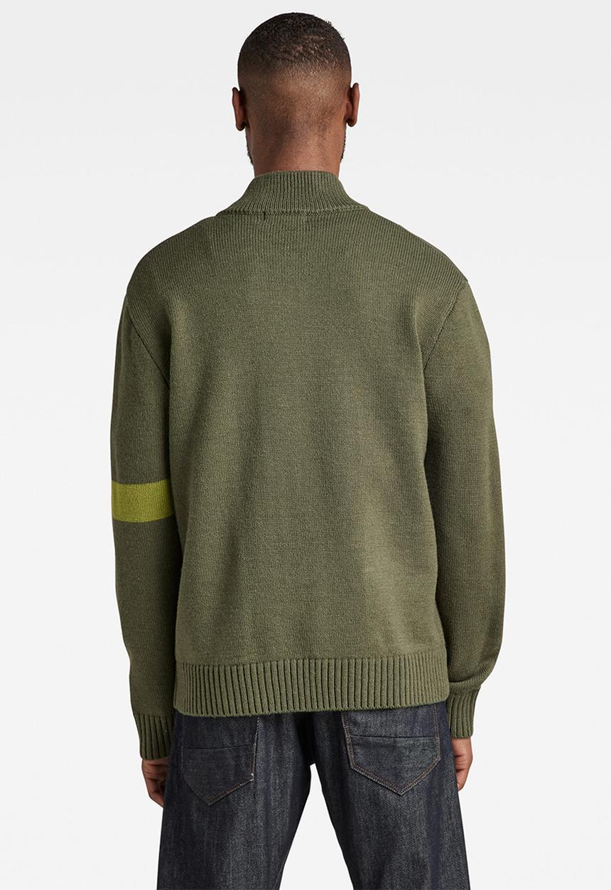 G-STAR - Graphic zip thru loose knit - lt hunter