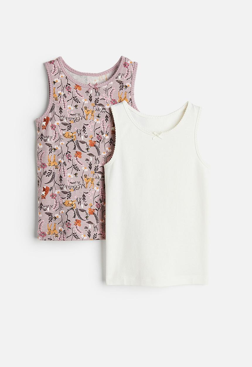 H&M - 2-pack vest tops - light purple/forest animals
