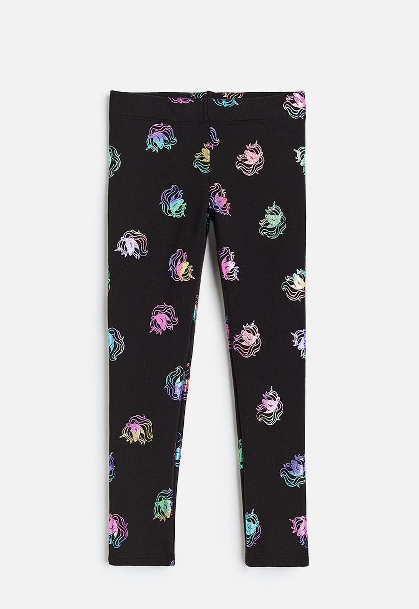 H&M - Brushed-inside leggings - black/unicorns