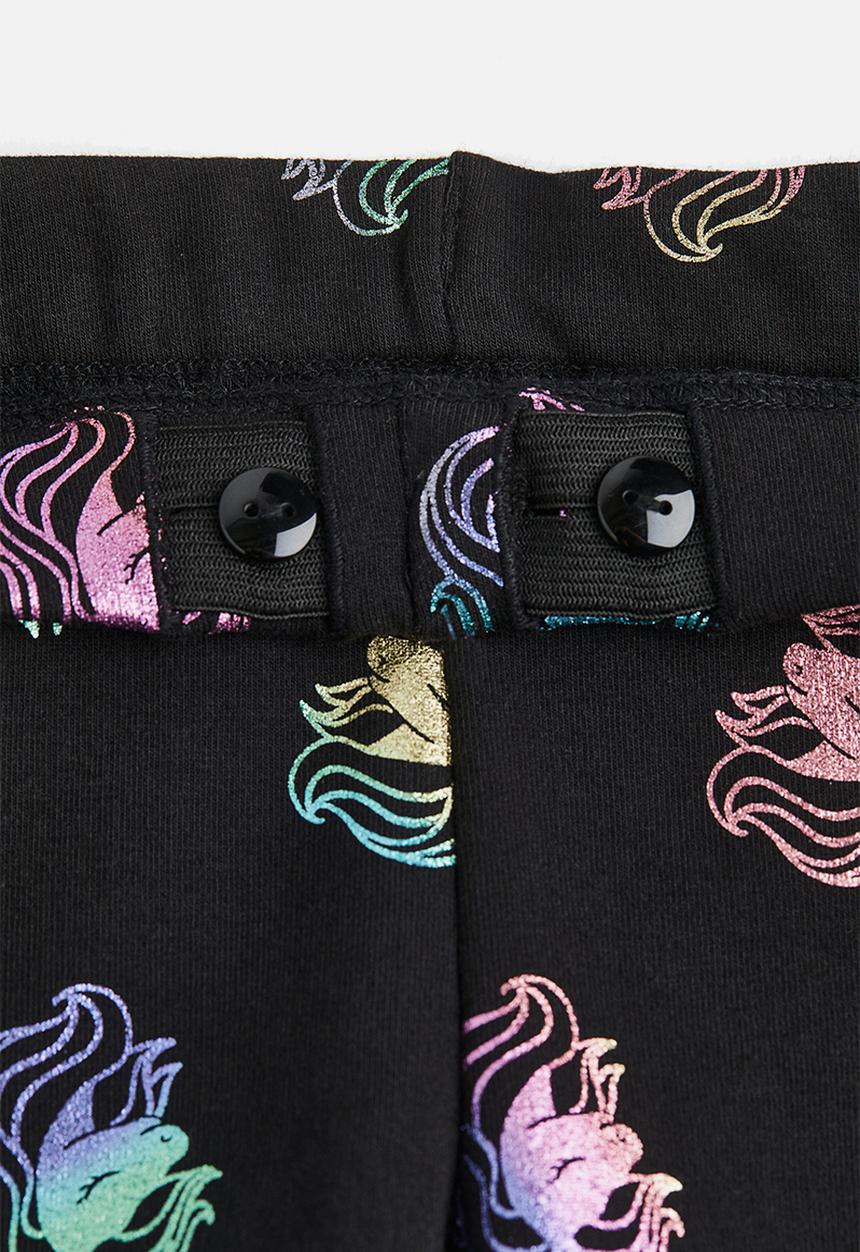 H&M - Brushed-inside leggings - black/unicorns