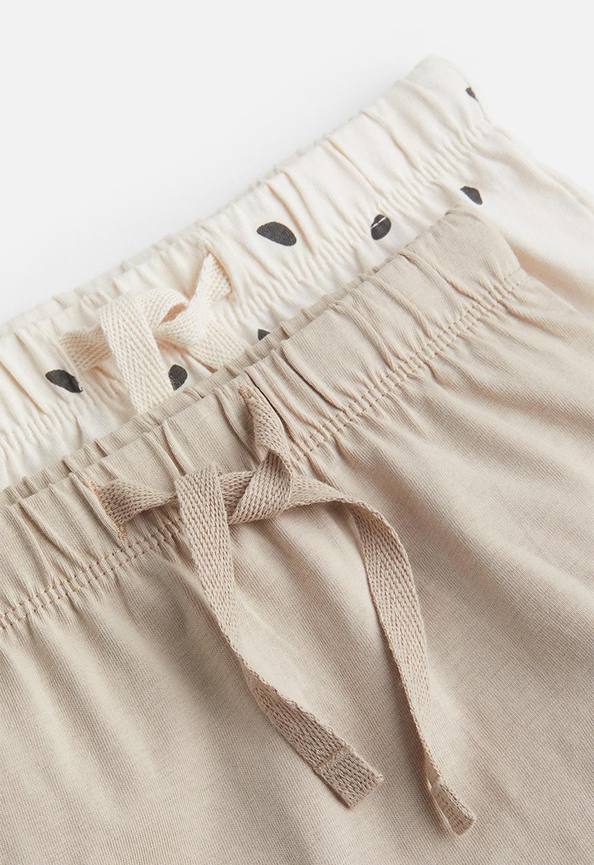 H&M - 2-Pack cotton shorts - cream/spotted