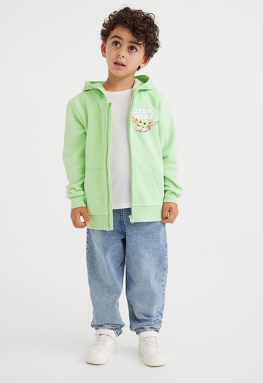 H&M - Ear-appliquéd zip-through hoodie - light green/the mandalorian