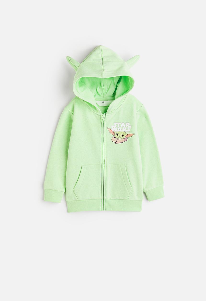 H&M - Ear-appliquéd zip-through hoodie - light green/the mandalorian