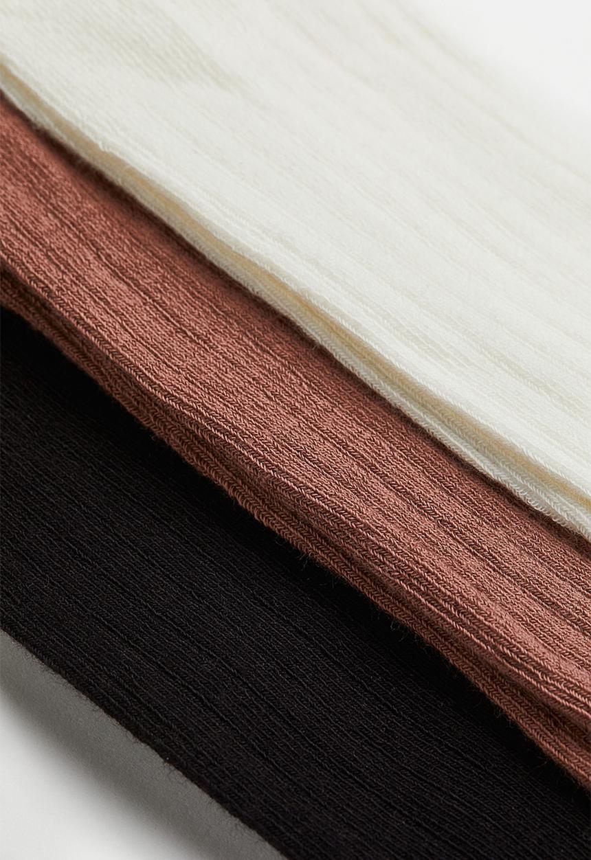 H&M - 3-Pack tights - dark beige/black/white