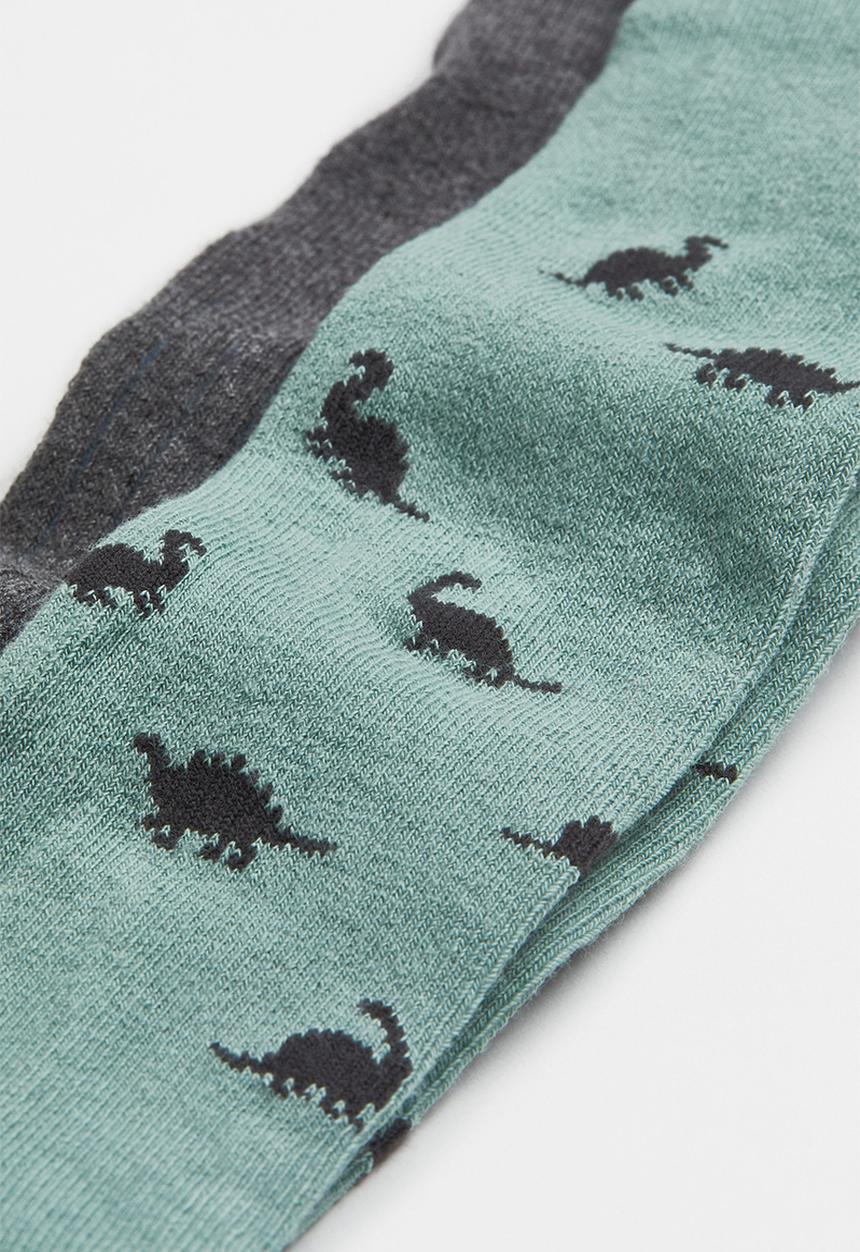 H&M - 2-Pack tights - turquoise/dinosaurs