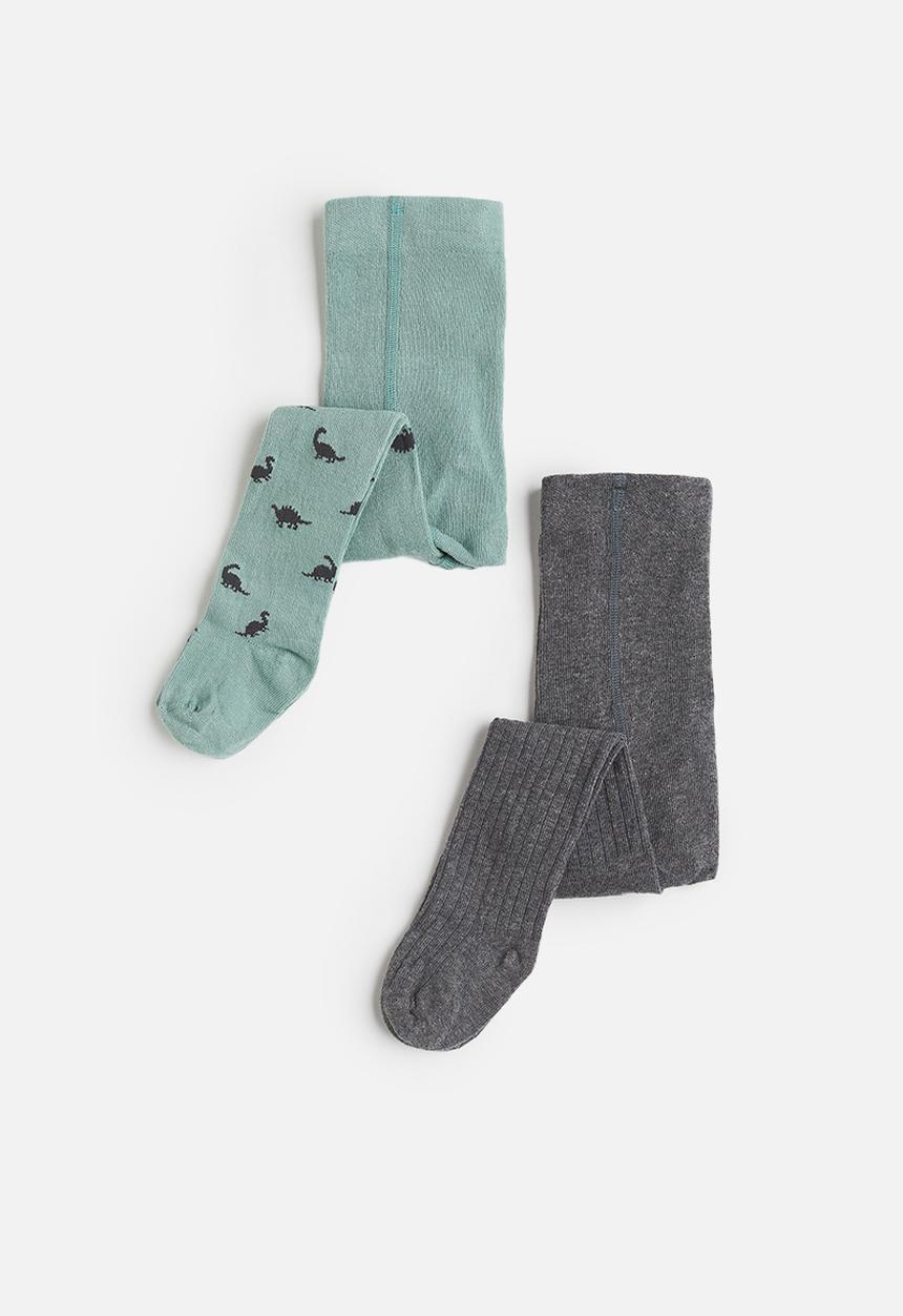 H&M - 2-Pack tights - turquoise/dinosaurs