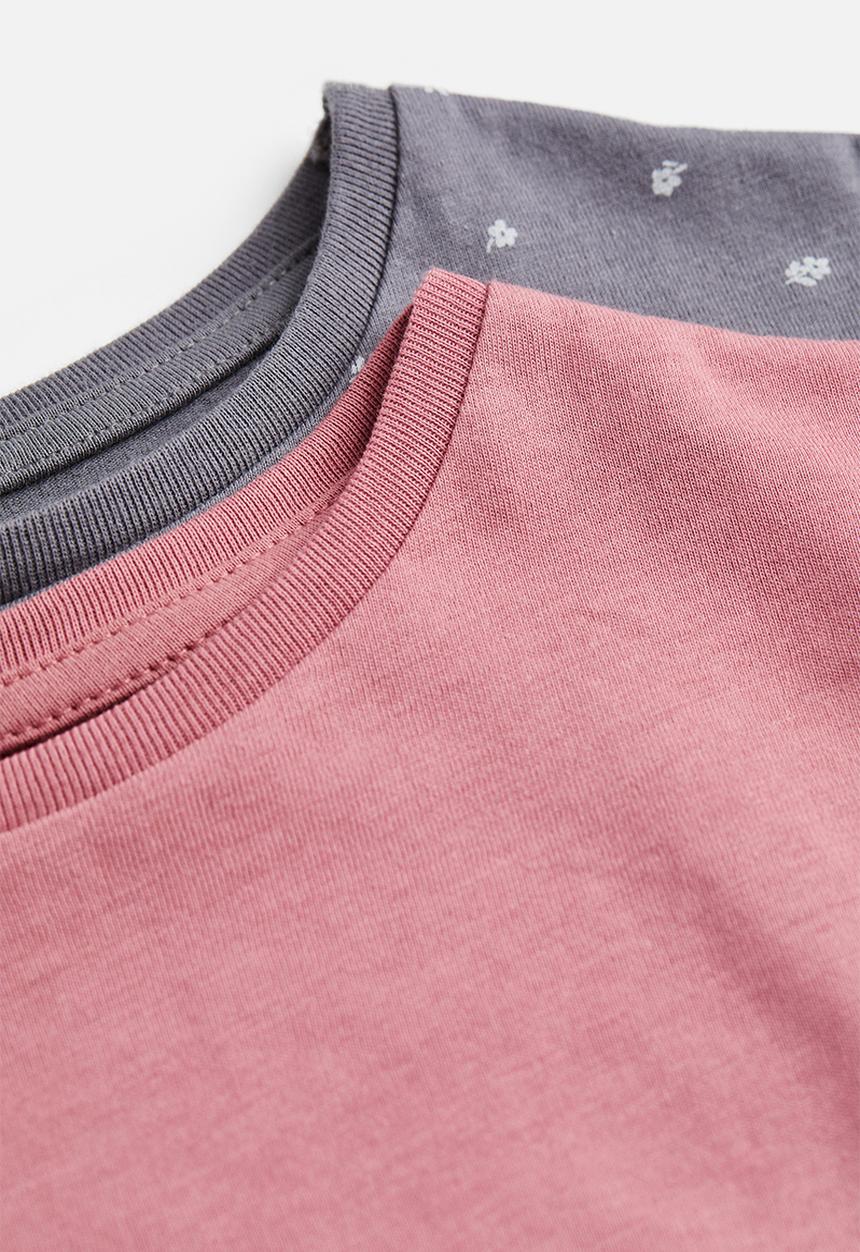 H&M - 2-Pack cotton jersey tops - pink/small flowers