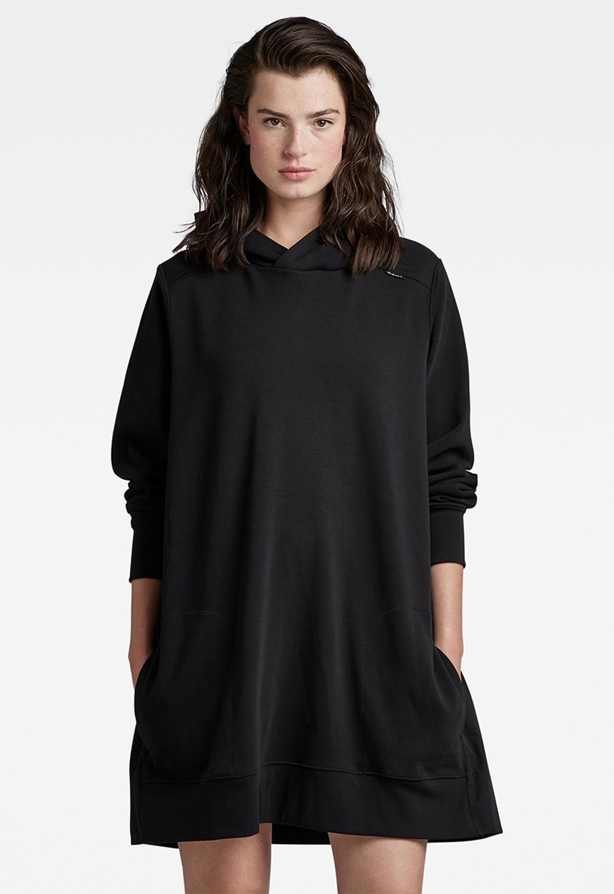 G-STAR - Fabric mix loose hooded sweater dress - dk black