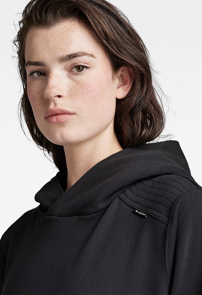 G-STAR - Fabric mix loose hooded sweater dress - dk black