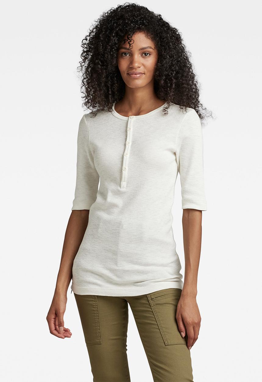 G-STAR - Henley 1\2 sleeve slim t - milk