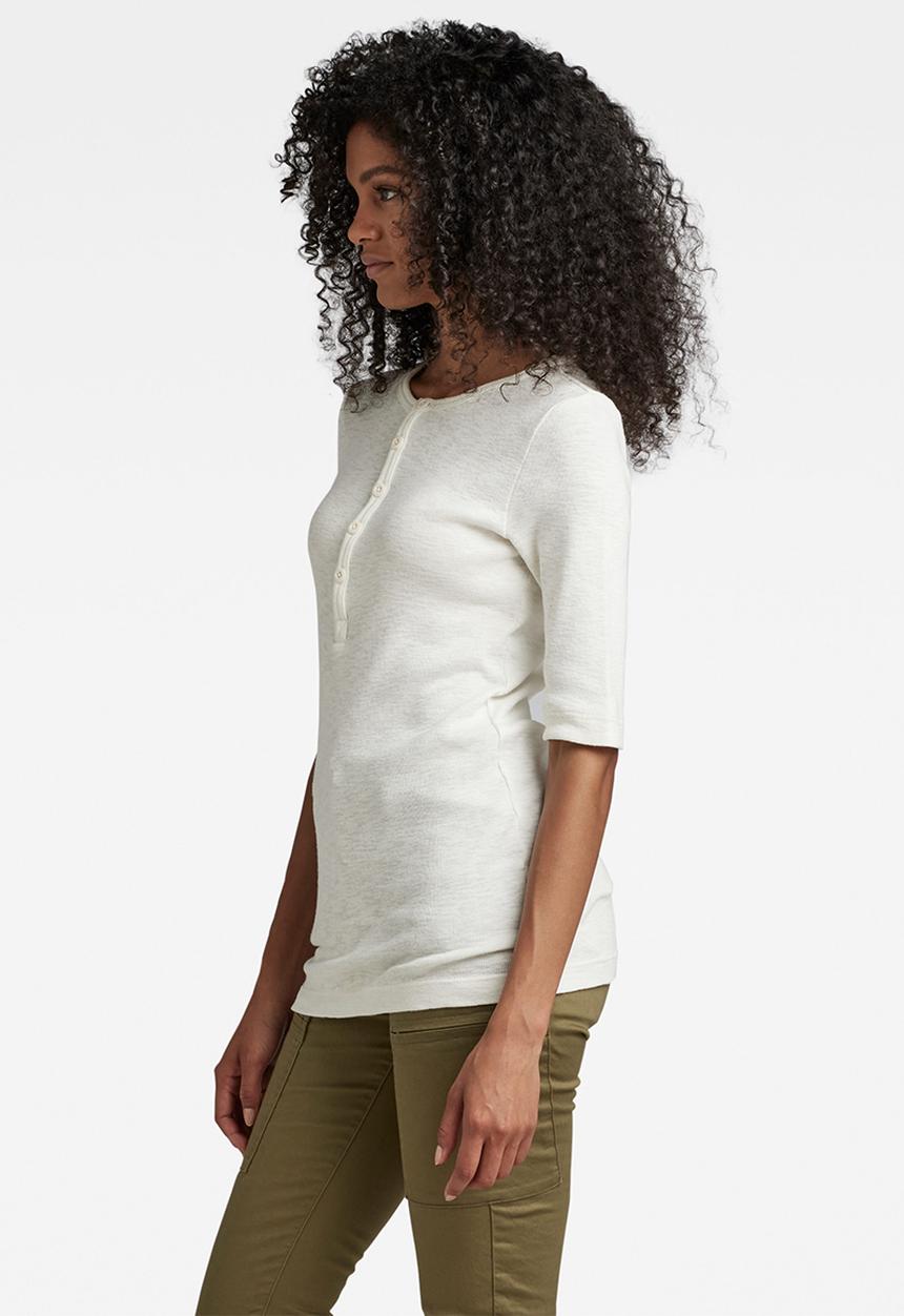 G-STAR - Henley 1\2 sleeve slim t - milk