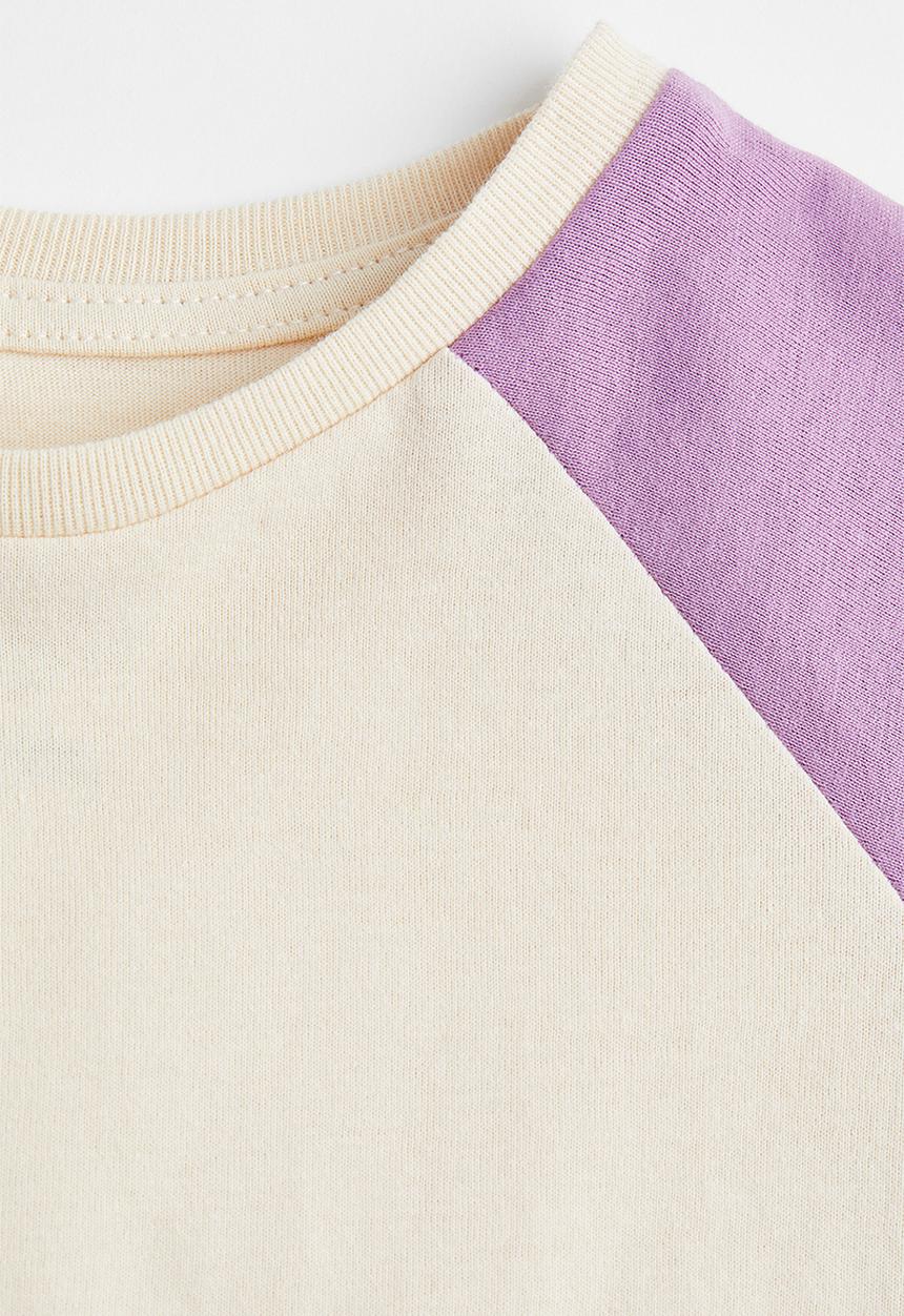 H&M - Long-sleeved cotton top - purple/cream
