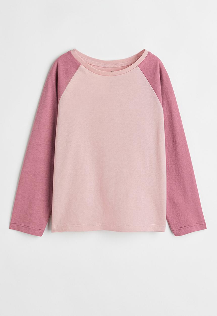 H&M - Long-sleeved cotton top - pink/light pink