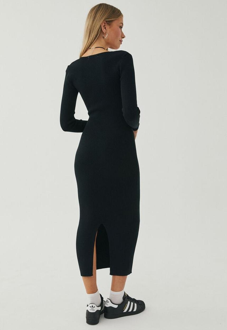 Supré  - Fawn long sleeve midi dress -  black